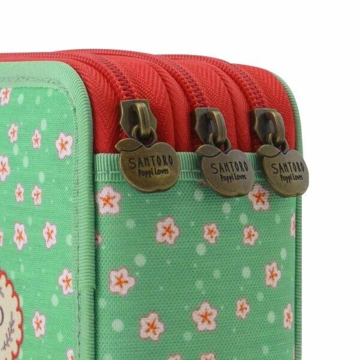 Santoro - astuccio 3 zip poppy loves