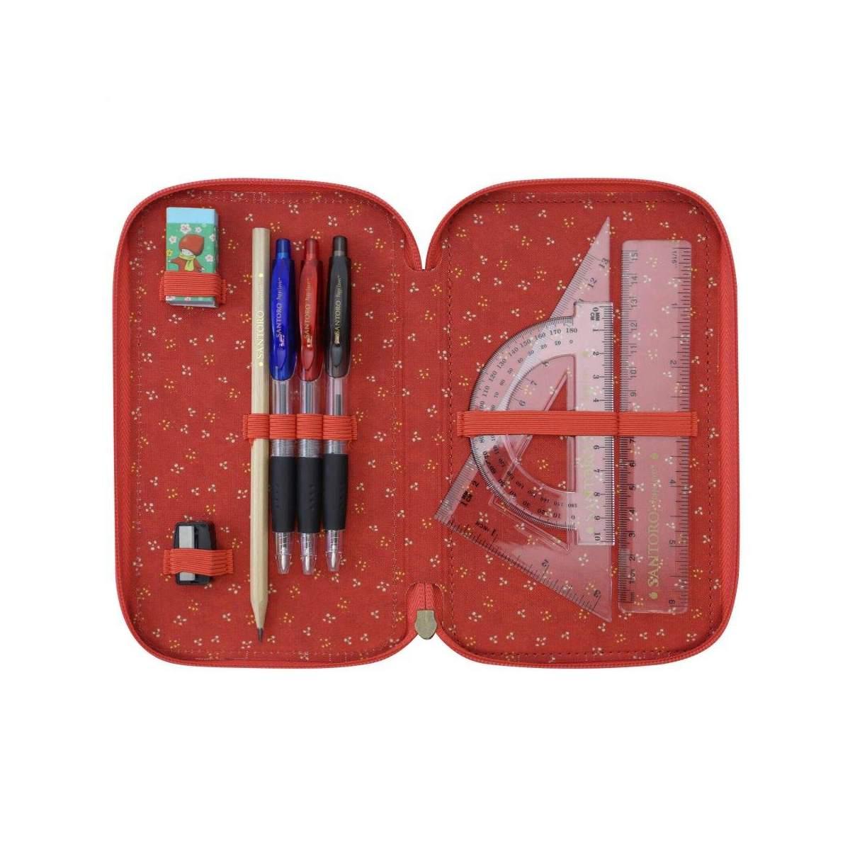 Santoro - astuccio 3 zip poppy loves