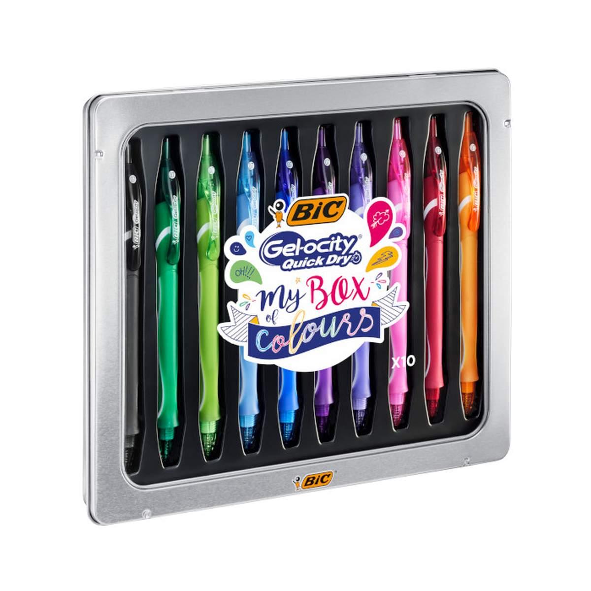 Bic my box of colours - metal box gel-ocity quick dry - box da 10 penne