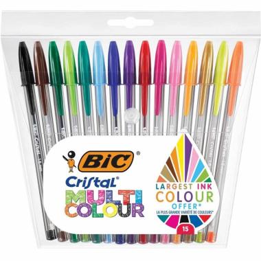 Bic set 15 penne sfera cristal large multicolour
