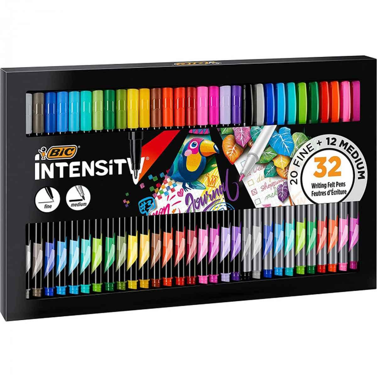 Bic intensity set - box da 32 pennarelli - 20 punta fine + 12 punta medium