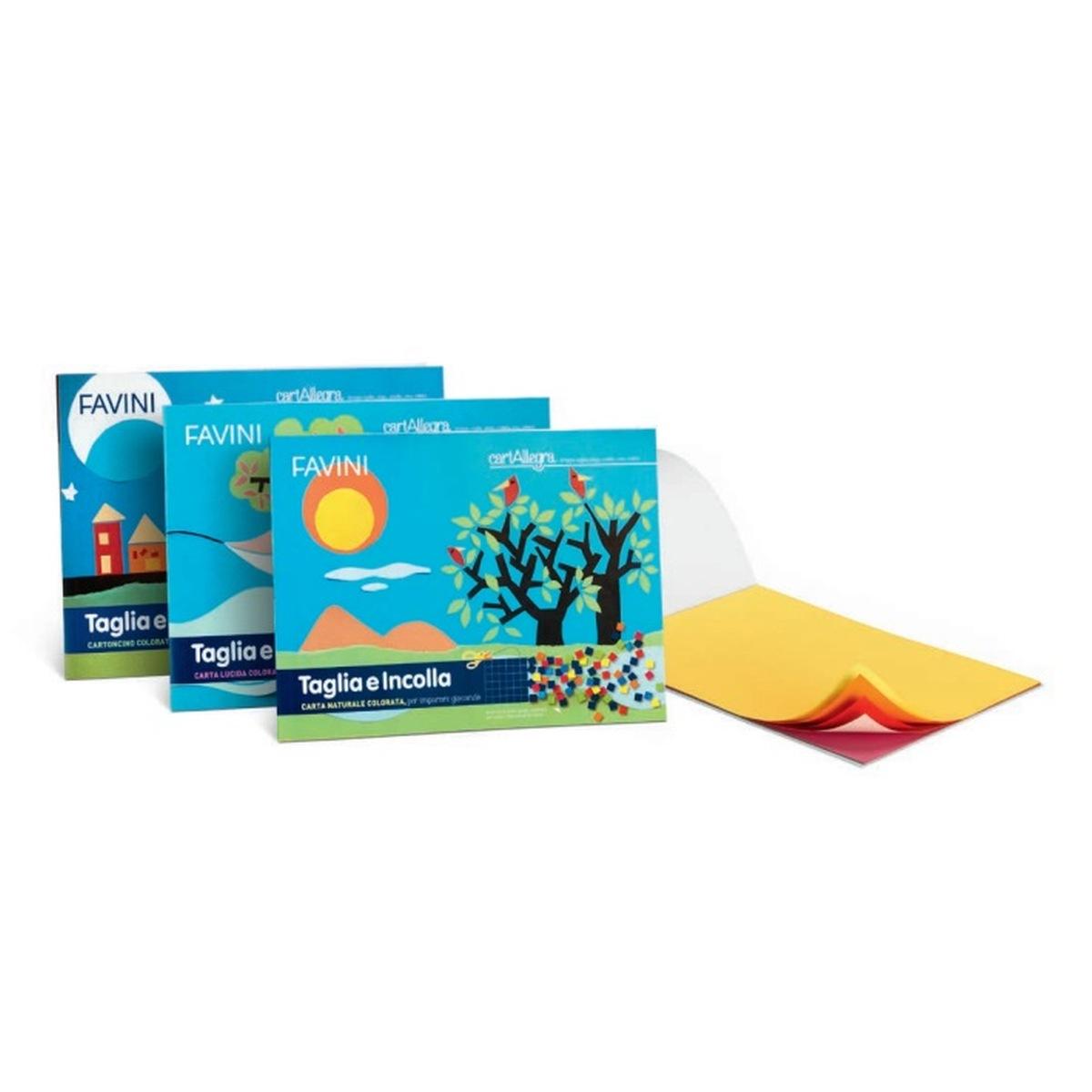 Favini cartallegra taglia e incolla - cartoncino colorato - 16 fg - 220 gr - 24 x 33 cm