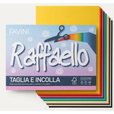 Favini - blocco multicolore raffaello taglia e incolla - 50 fg - 90 gr - 24 x 33 cm