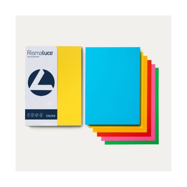 Favini - rismaluce small mix colori forti - a4 - 90 gr/mq - 100 fogli
