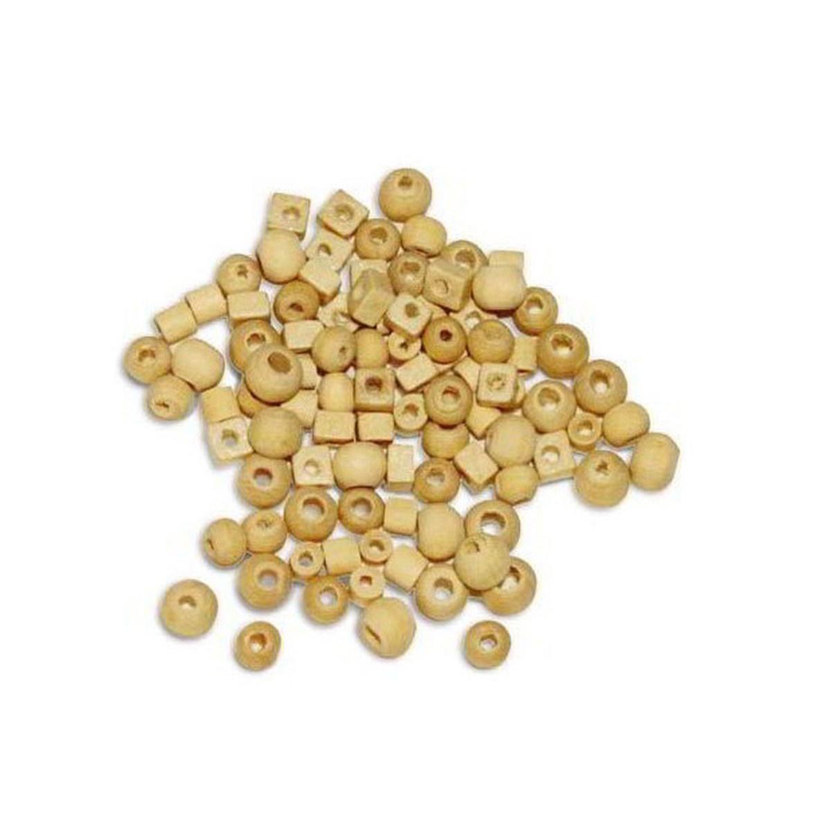 Deco - micro perle in legno - dim. assortite - 100 pz.