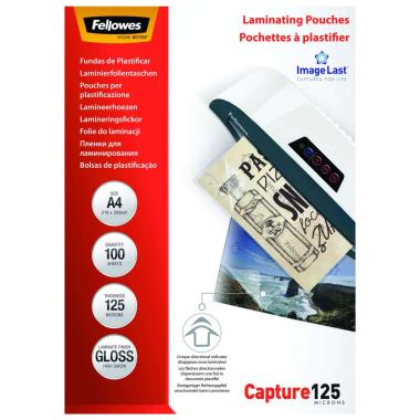 Fellowes - pouches di plastificazione, formato a4 (216 x 303 mm), 125 micron - confezione da 100 fogli