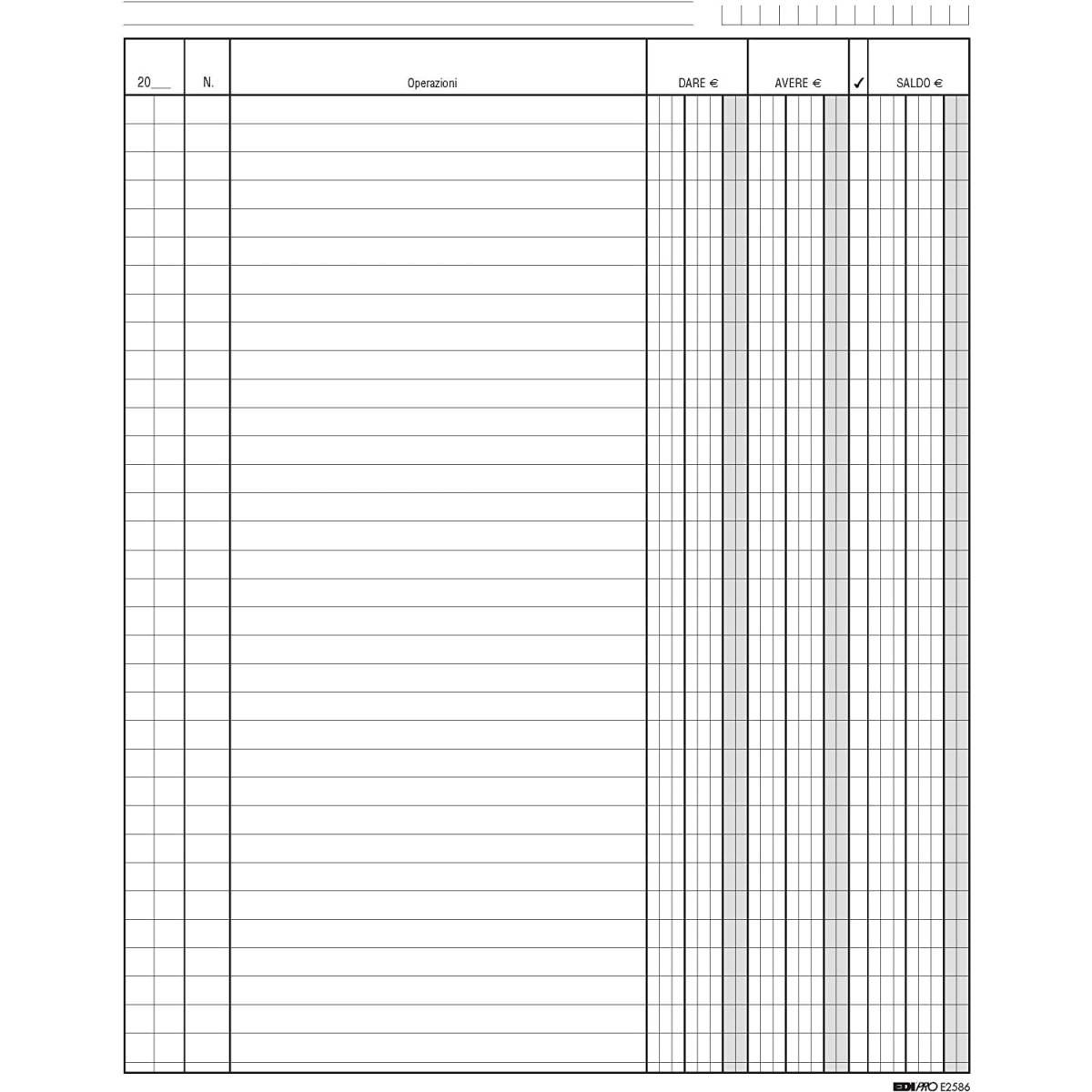 Edipro -  registro dare/avere/saldo 96 pagine - formato 31 x 24,5 cm