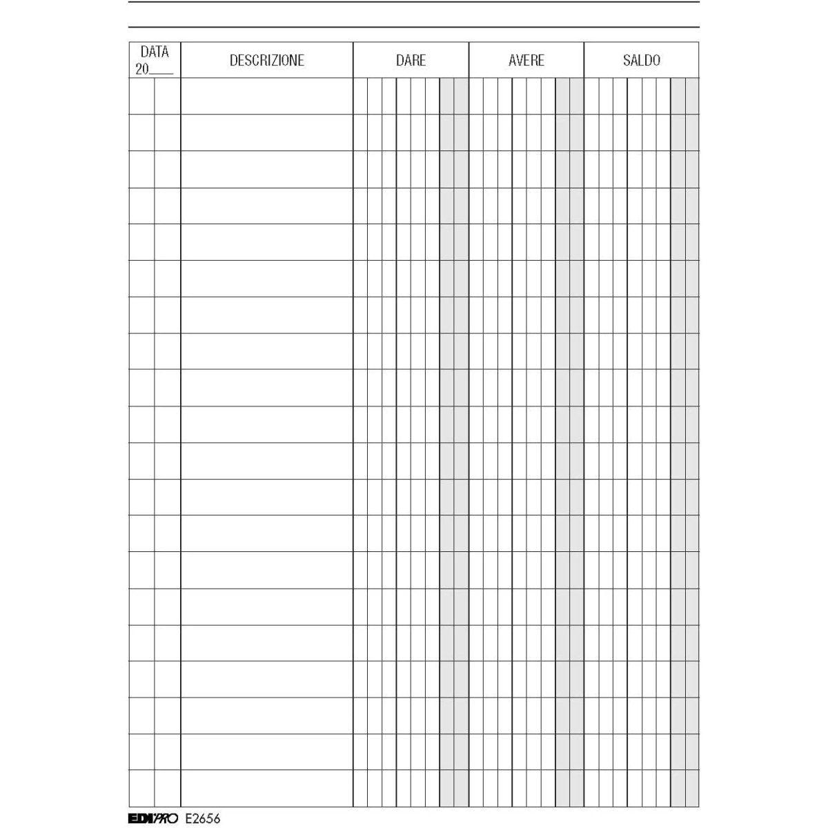 Edipro - registro dare / avere / saldo 96 pagine - 17 x 12 cm