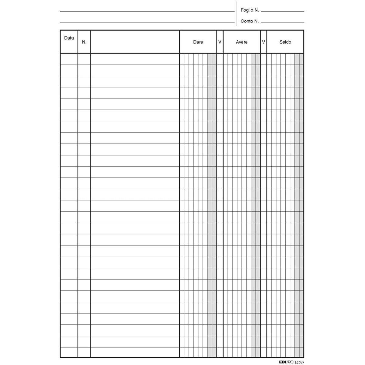 Edipro - registro dare/avere/saldo 96 pagine - formato 24 x 17 cm