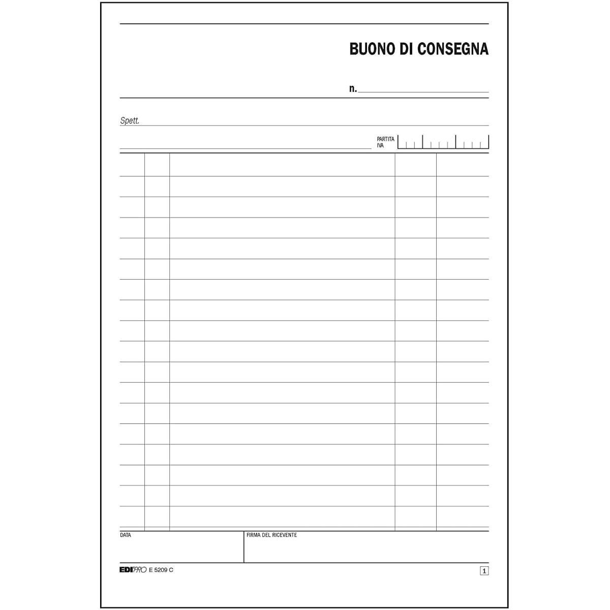 Edipro - blocco buono di consegna 50 x 2 autoricalcante - formato 22 x 14,8 cm