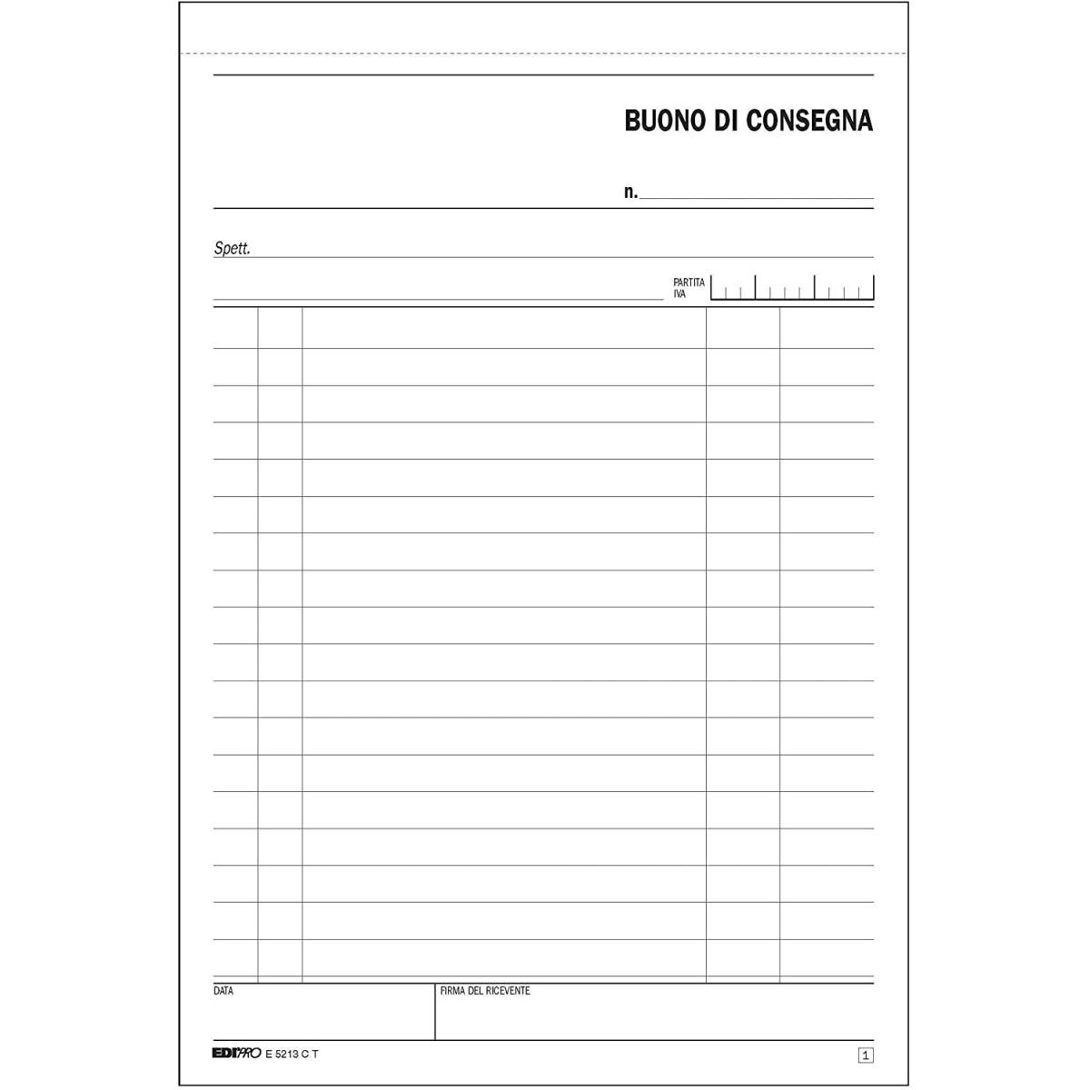 Edipro - blocco buono di consegna 33 x 3 autoricalcante - formato 22 x 14,8 cm