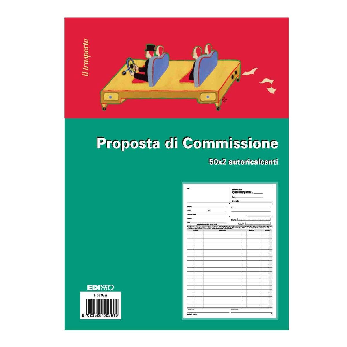 Edipro - blocco copia commissione 50 x 2 autoricalcante - formato 29,7 x 22 cm