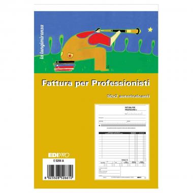 Edipro - blocco fattura professionisti 50 x 2 autoricalcante - formato 22 x 14,8 cm