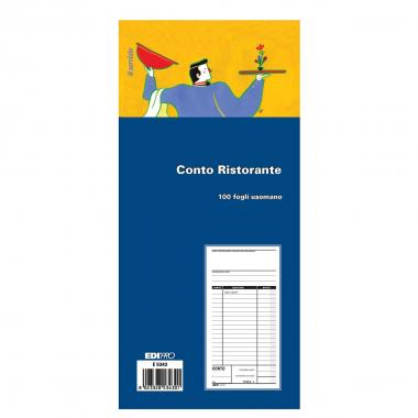 Edipro - blocco conto ristorante 100 fogli uso mano - formato 9,9 x 22 cm