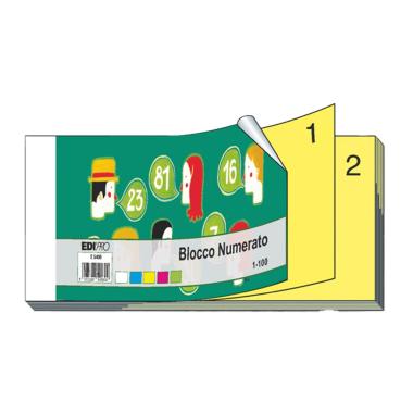 Edipro - blocco lotteria numerato 1-100 - 2 sezioni - 6 x 13 cm