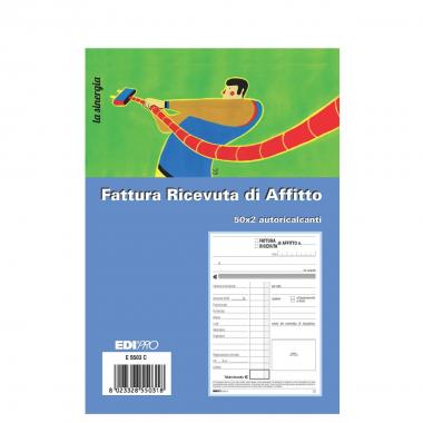 Edipro - blocco ricevuta daffitto 50 x 2 autoricalcante - formato 22 x 14,8 cm