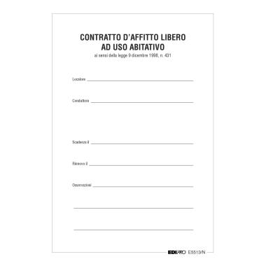 Edipro - contratto locazione uso abitazione libero - formato 29,7 x 21 cm