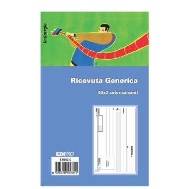 Edipro - blocco ricevuta generica 50 x 2 autoricalcante - 9,9 x 17 cm
