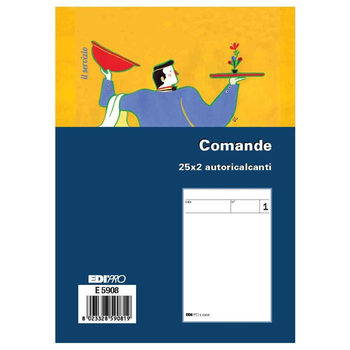 Edipro - blocco comande 25 x 2 autoricalcante - formato 10,5 x 7,5 cm