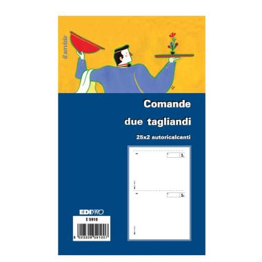 Edipro - blocco comande 2 tagliandi 25 x 2 autoricalcante - formato 17 x 9,9 cm