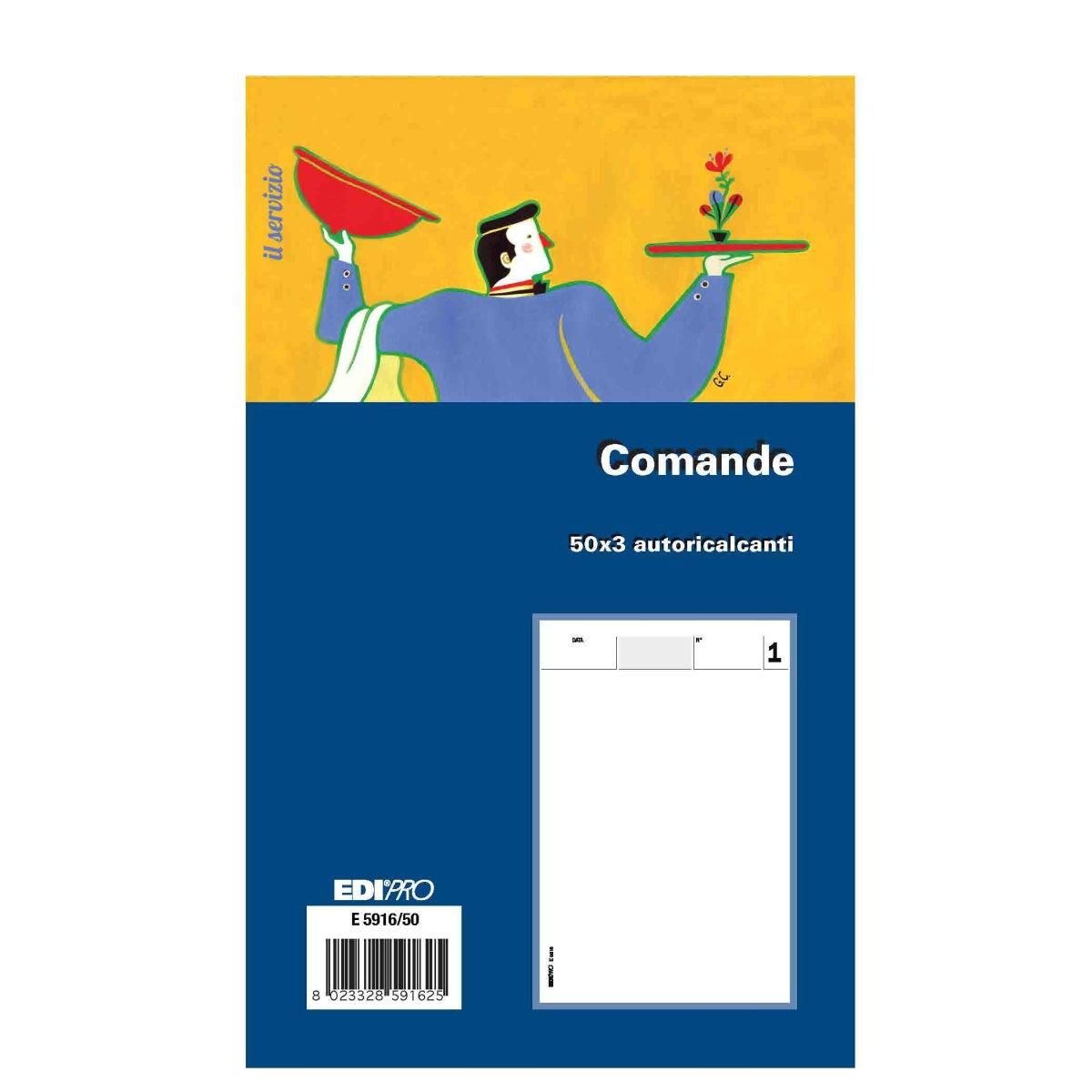 Edipro - blocco comande 50 x 3 autoricalcante - formato 17 x 9,9 cm