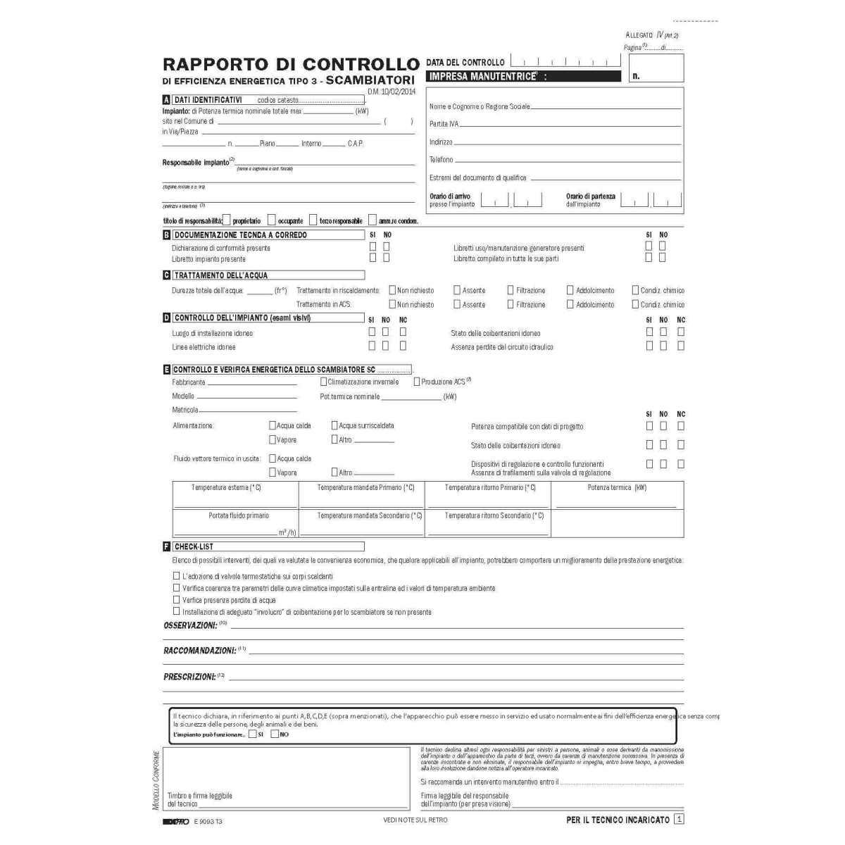 Edipro - rapporto di controllo di efficienza energetica tipo 3 snap 3 copie - formato 29,7 x 21 cm - blister da 25 pz