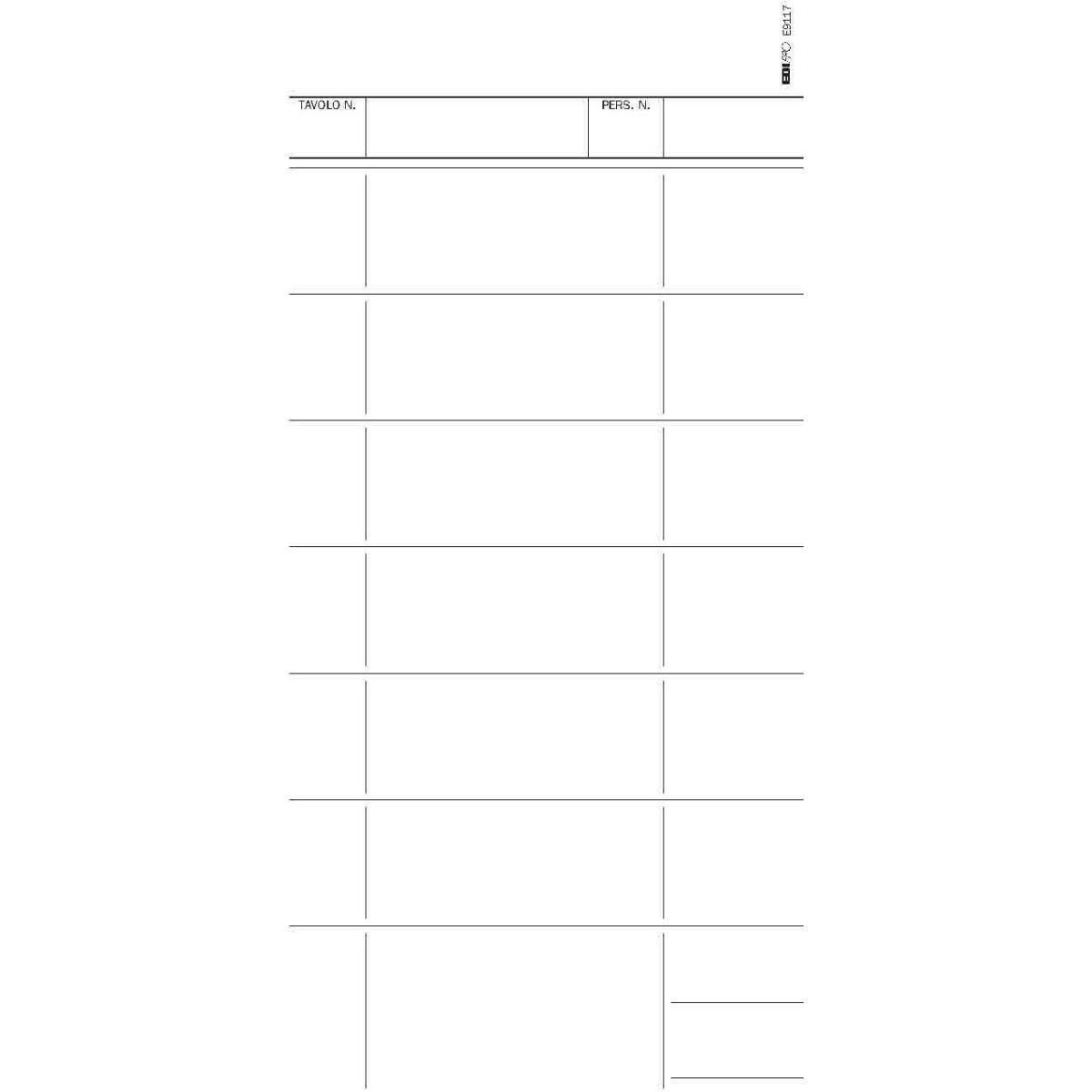 Edipro - blocco comande 7 tagliandi 25 fg x 2 copie autoricalcante - formato 9,9 x 22 cm