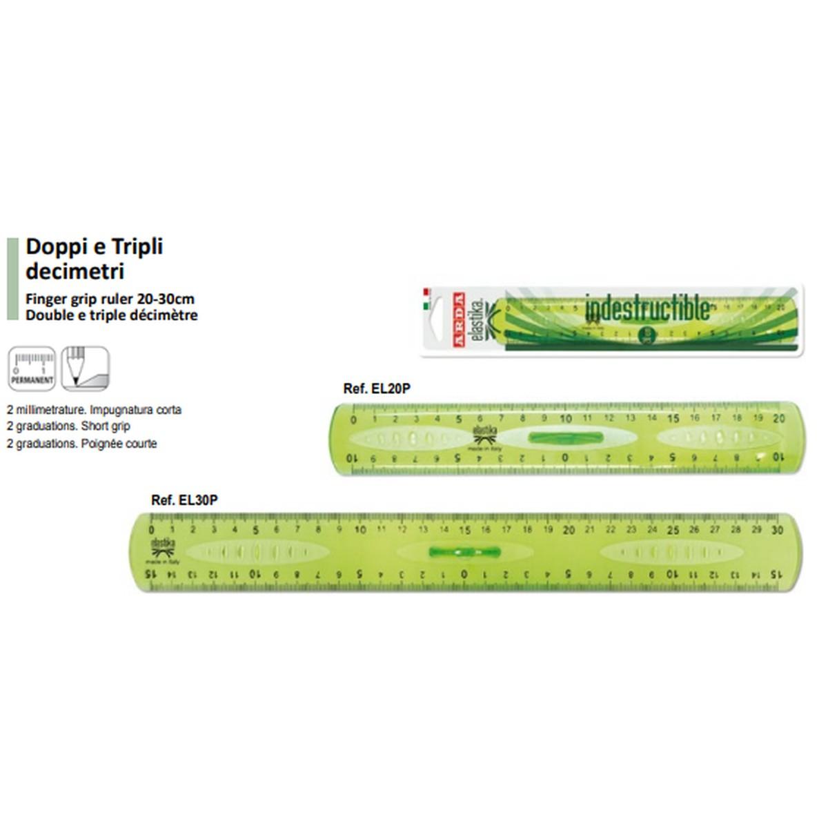 Arda - riga doppio decimetro elastika 20 cm - impugnatura corta