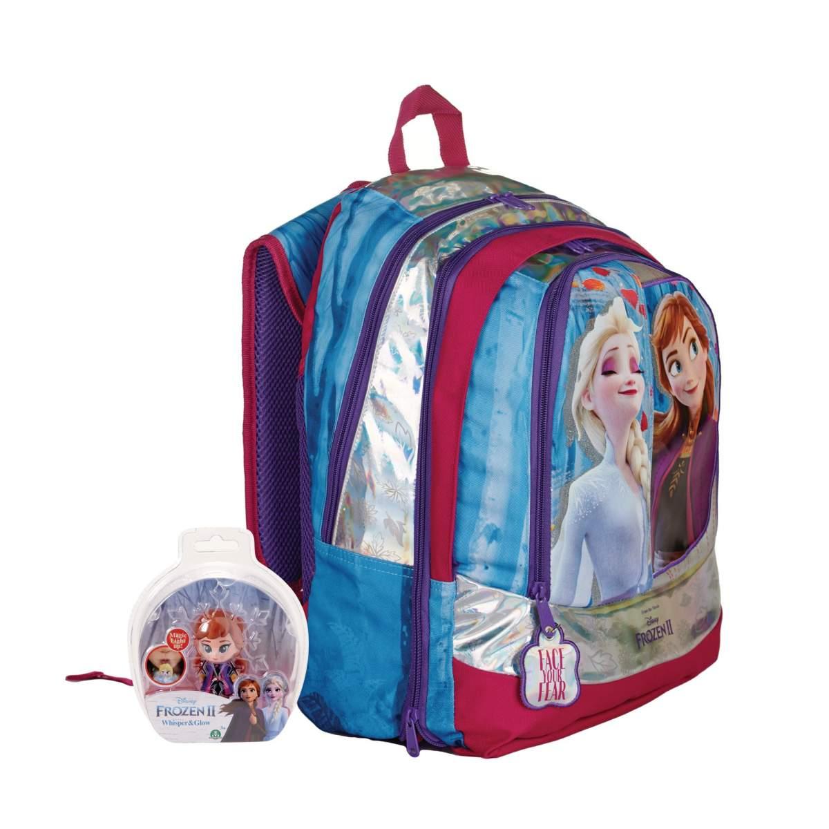Giochi preziosi - zaino estensibile round frozen 2 con in omaggio una bambola whisper and glow di frozen 2