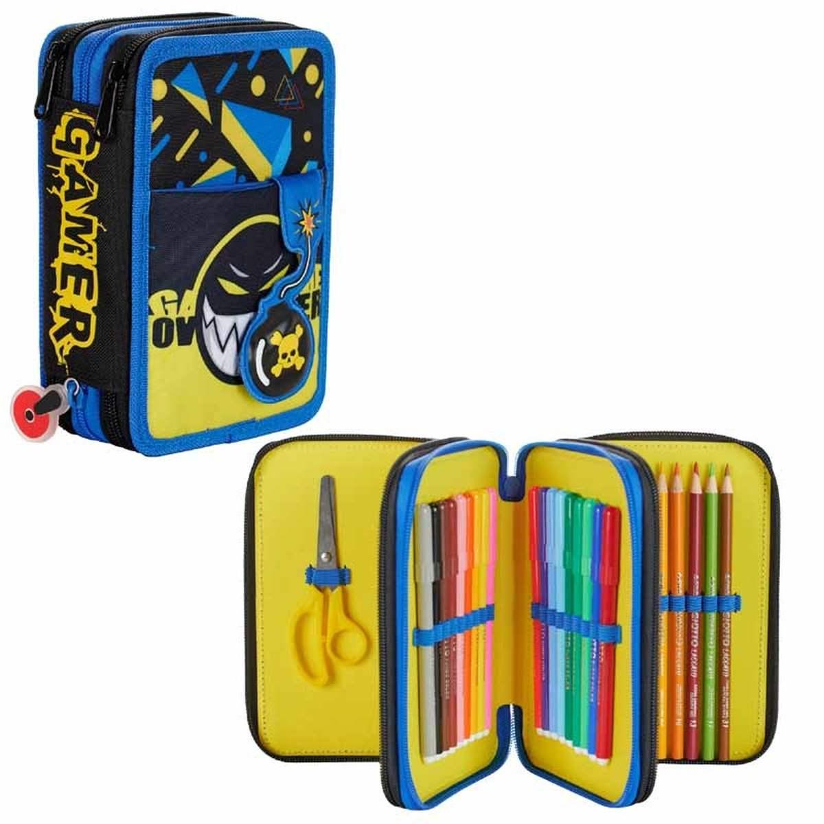 Giochi preziosi - astuccio 3 zip gamer pixel