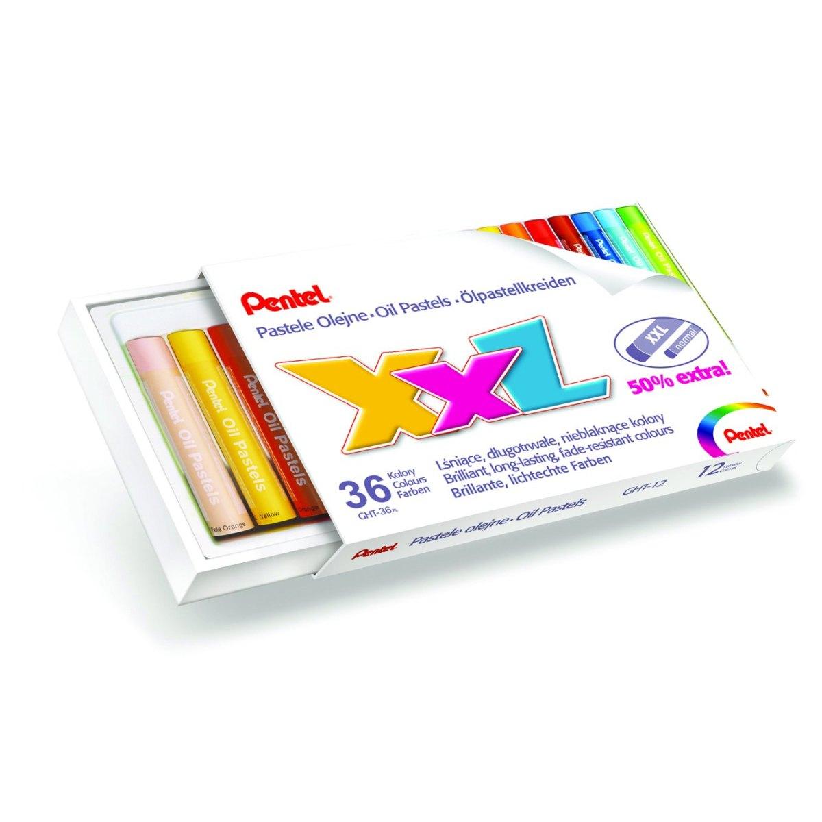 Pentel - pastelli ad olio xxl- scatolo 36 pastelli 12 mm