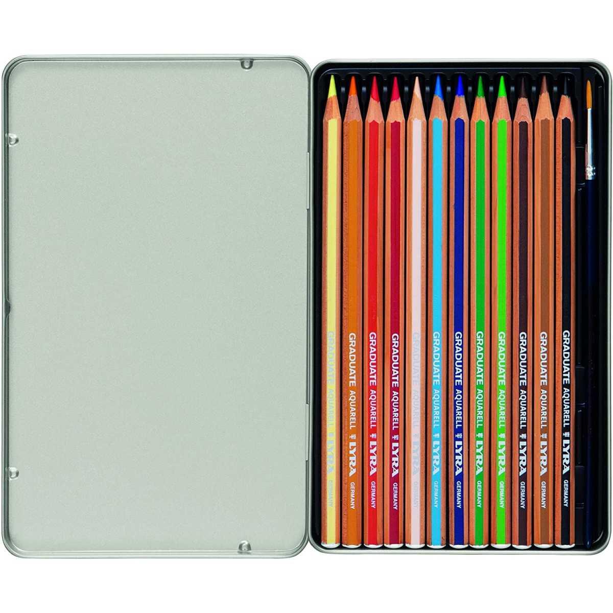 Lyra graduate aquarell - scatola in metallo da 12 pz