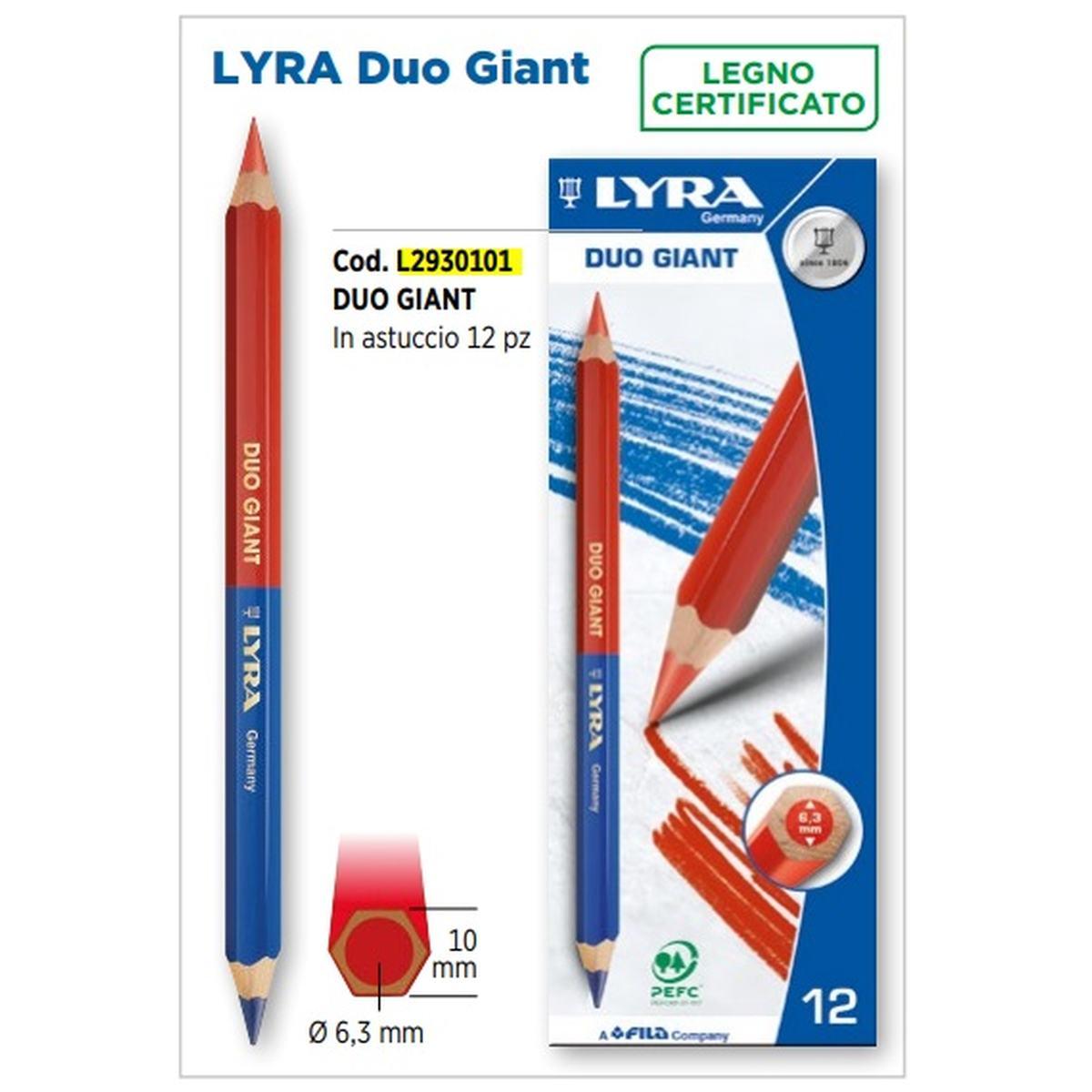 Lyra duo giant - matita esagonale bicolore (rosso/blu)