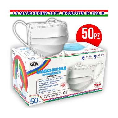 MASCHERINE CHIRURGICHE MONOUSO 10pz CLASSE I - TIPO II