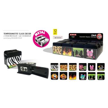 Arda - temperamatite clack nero decorato 2 fori metallo con serbatoio