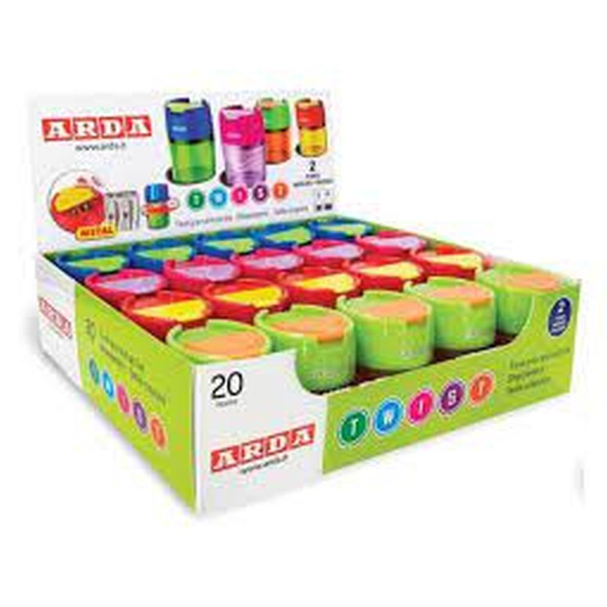 Arda - temperamatite twist - 2 fori metallo con serbatoio -