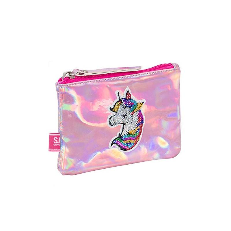 Bustina mini trousse unicorno argento sj (rosa)