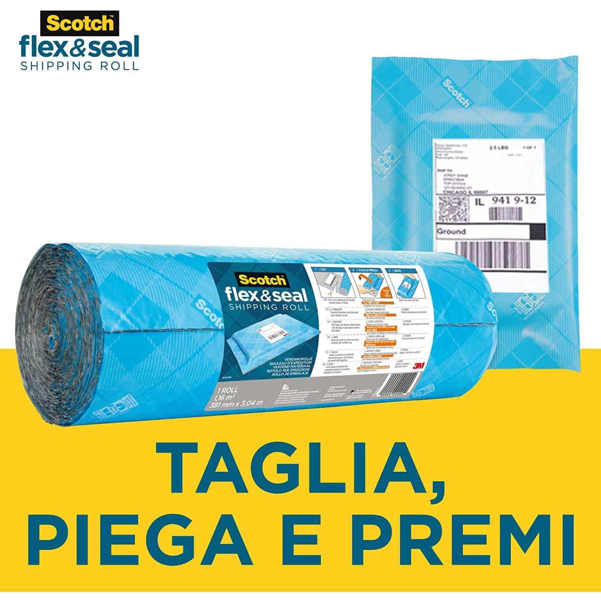 Scotch flex & seal shipping roll - rotolo di spedizione - 38 cm x 3 mt