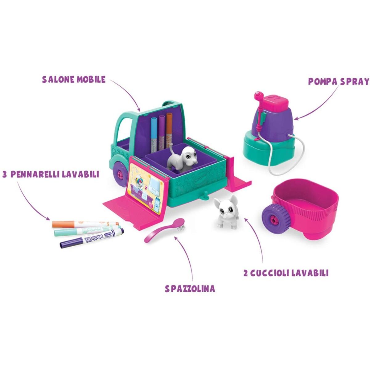 Crayola washimals - set spa in viaggio, per giocare, colorare e fare il bagnetto ai cuccioli, gioco e regalo, da 3 anni