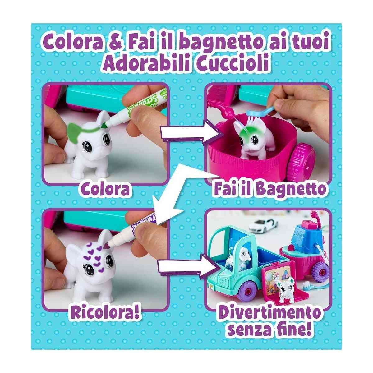 Crayola washimals - set spa in viaggio, per giocare, colorare e fare il bagnetto ai cuccioli, gioco e regalo, da 3 anni