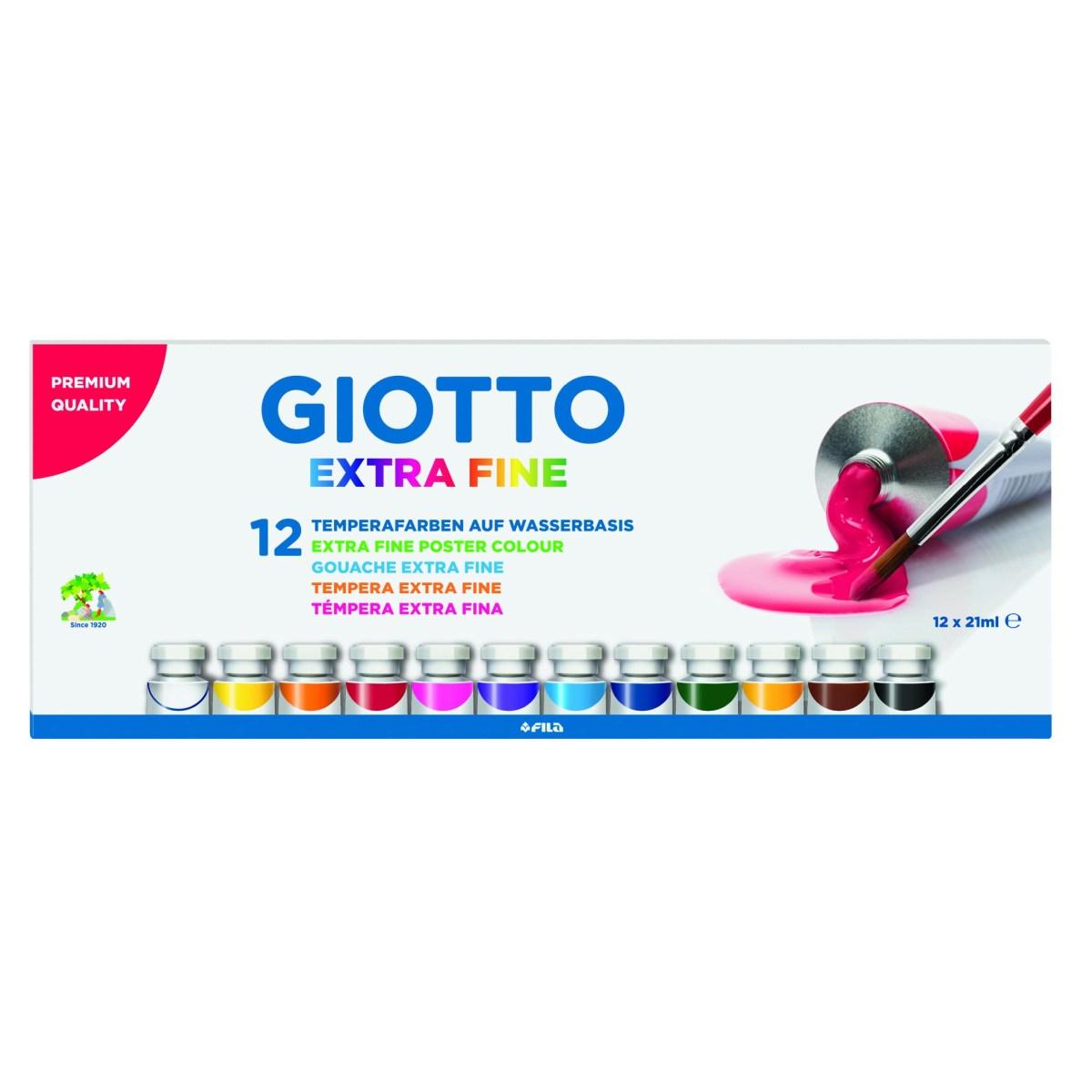 Giotto tempera extra in tubetto 21 ml - confezione da 12 colori