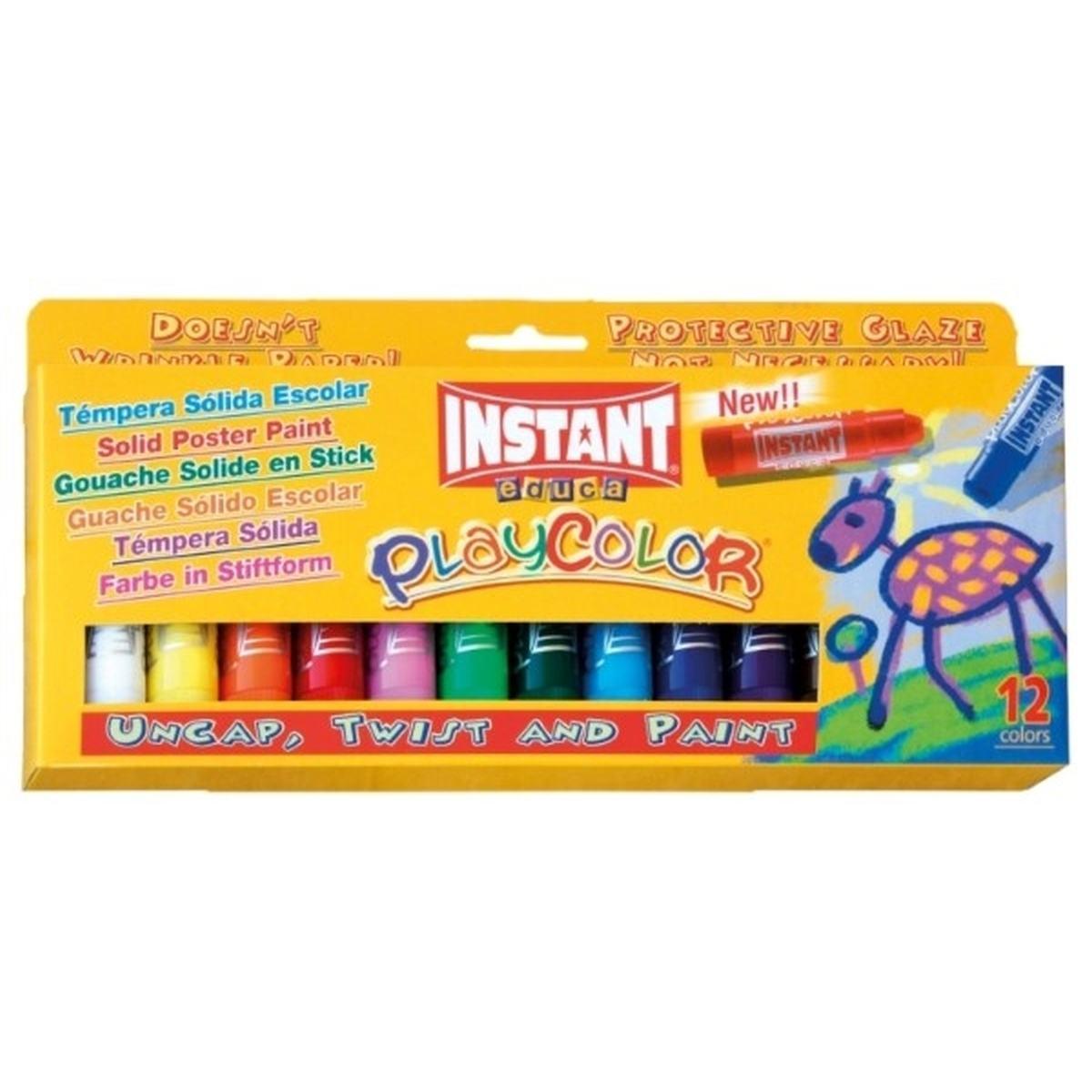 Tempera solida stick da 12 ass.playcolor one instant