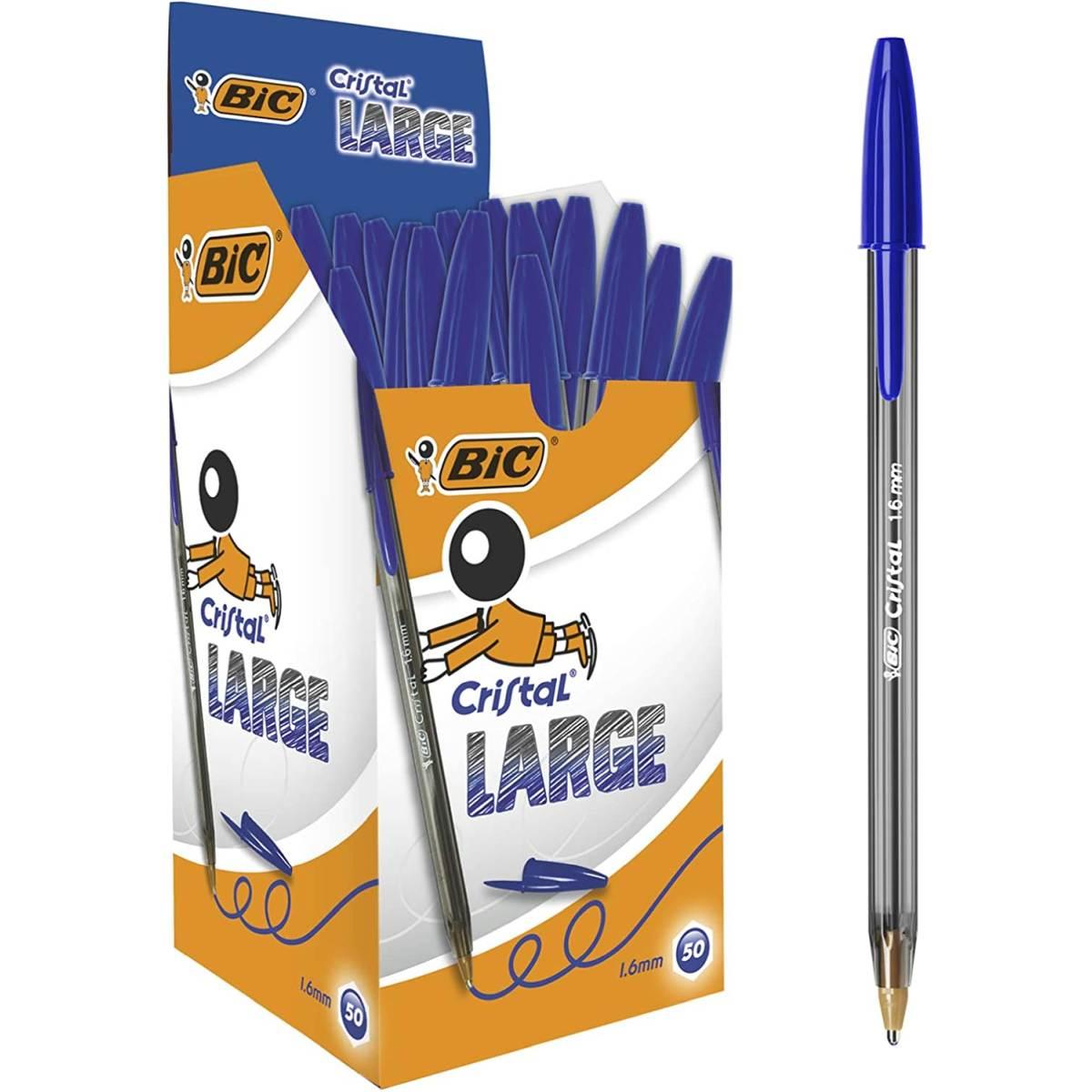 Bic cristal large - penna a sfera con cappuccio - punta 1,6 mm