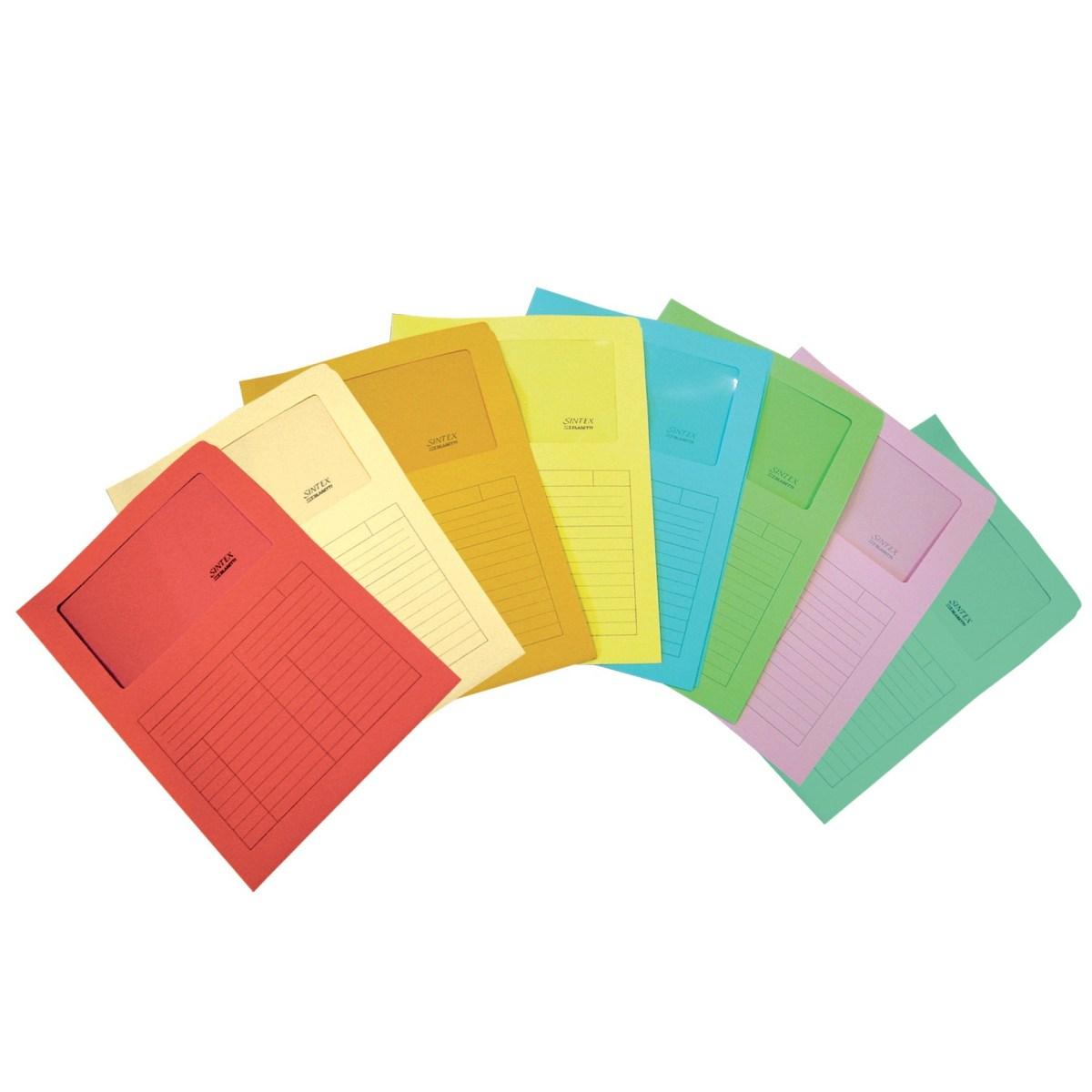 Blasetti sintex - cartelline con finestra chiuse su due lati in cartoncino colorato di pura cellulosa da 120gr. tabella stampata sull'esterno. formato 22 x 31 cm - blister da 50 pz