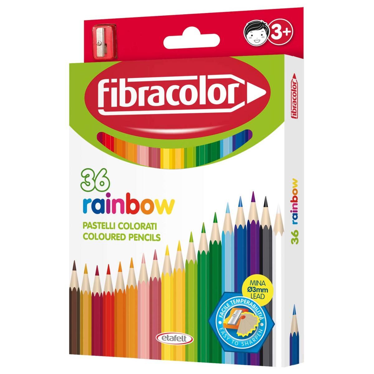 Fibracolor rainbow 36 pastelli esagonali - punta fine - temperino in omaggio
