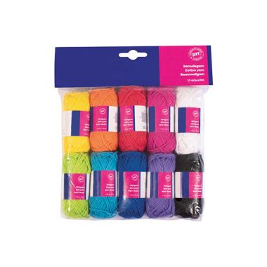 Deco - filatati cotone in set - 10 matasse - lunghezza 30 mt - colori assortiti