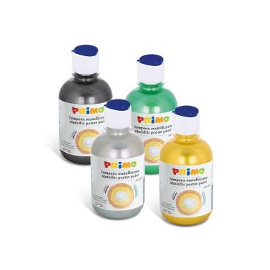 Primo - tempera alta qualita' metallizzata - bottiglia da 300 ml con tappo dosatore - 10 colori -