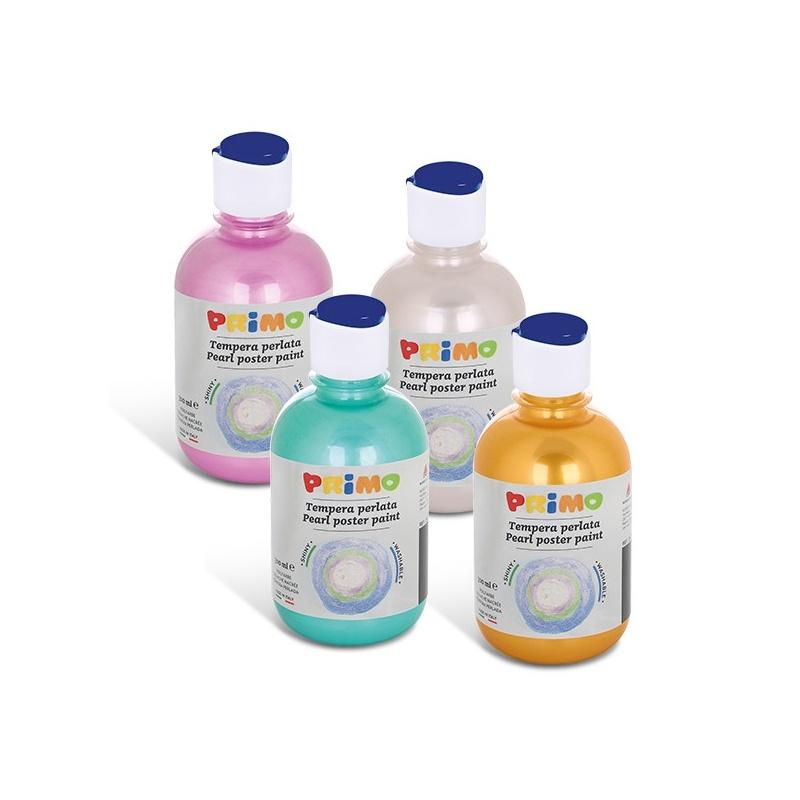 Primo - tempera alta qualita' perlata - bottiglia da 300 ml con tappo dosatore - 8 colori: