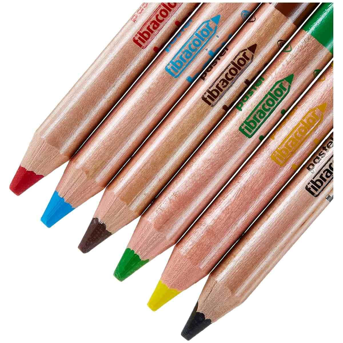 Fibracolor baby pastel - pastelli maxi in legno con mina a cera punta grossa - confezione da 6 colori