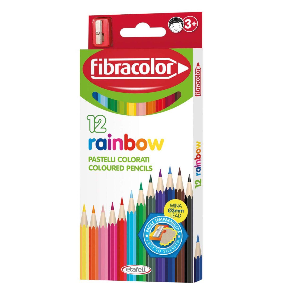 Fibracolor rainbow 12 pastelli punta fine con temperino in omaggio